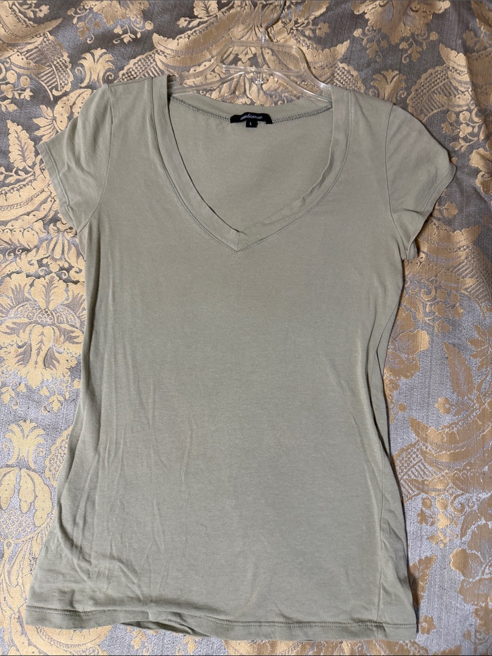 🔥 Ambiance V-Neck Short Sleeve Tee in Sage 🔥